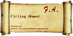 Firling Ahmed névjegykártya